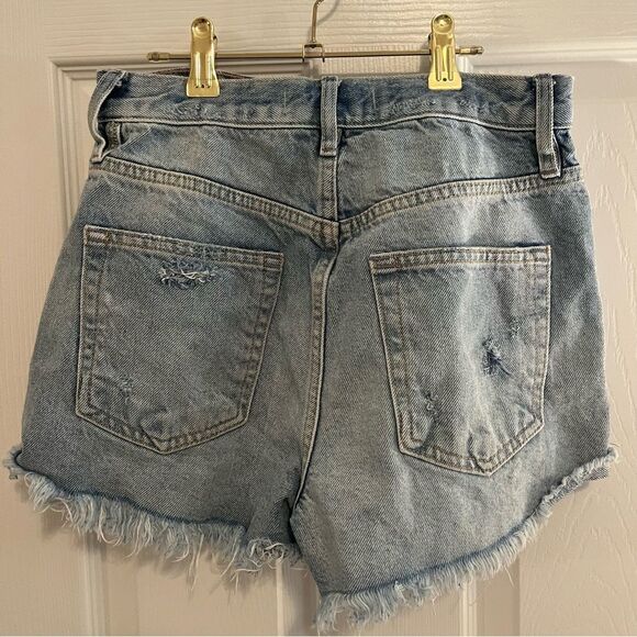 We The Free Blue Jean Shorts Distressed High-Waisted - Picture 3 of 4